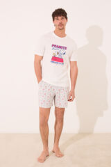 Womensecret Pijama corta hombre Snoopy 100% algodón marfil
