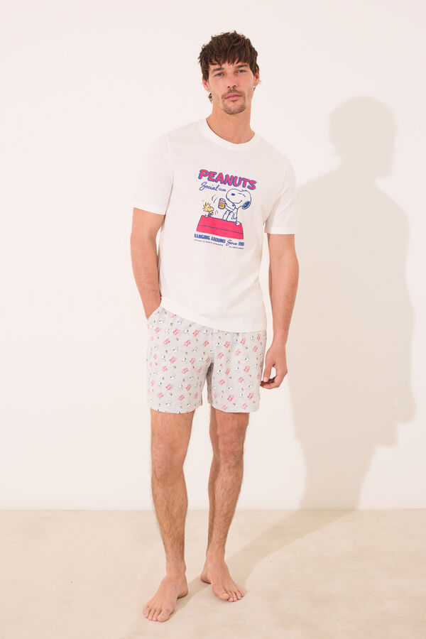 Womensecret Pijama corta hombre Snoopy 100% algodón marfil