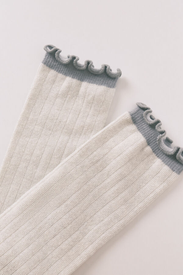 Women'secret Calcetines largos de canal&eacute; color crudo tostado nude