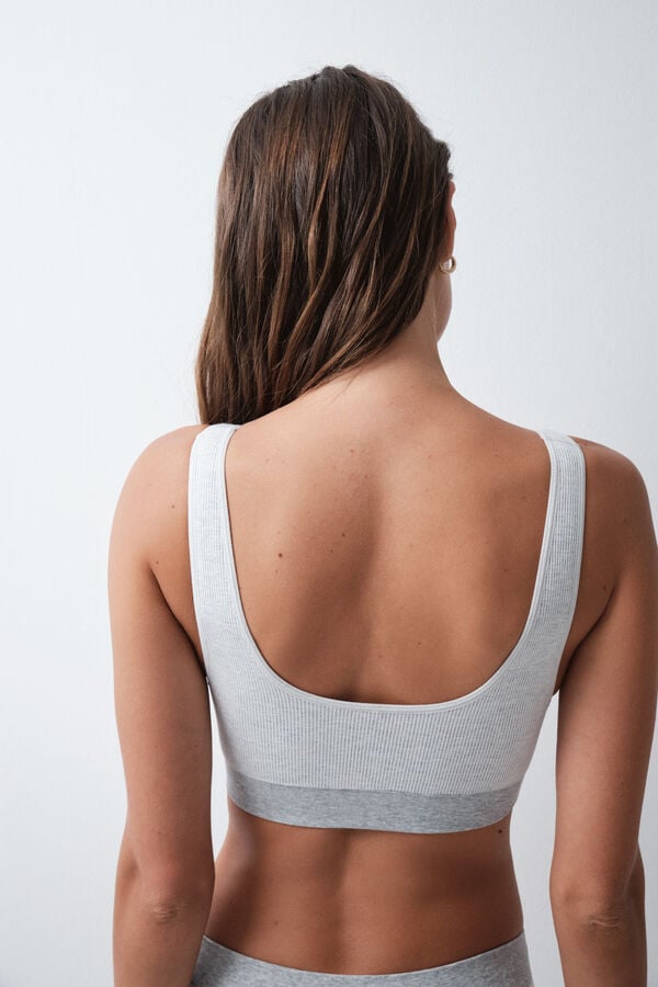 Women'secret Brasier triangular halter acanalado gris gris