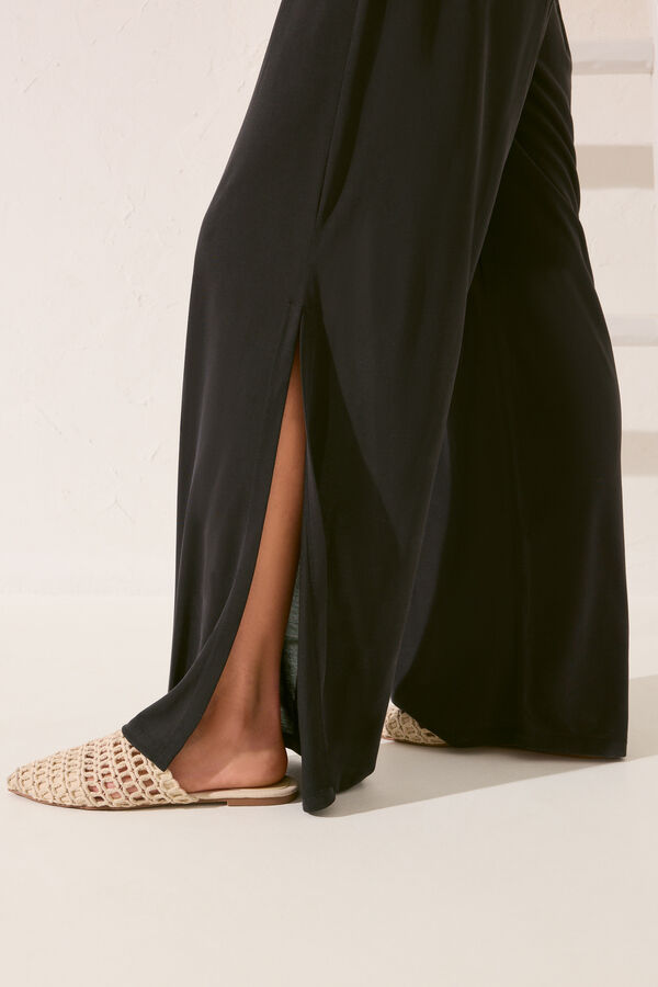 Womensecret Jumpsuit largo negro lazo cintura negro