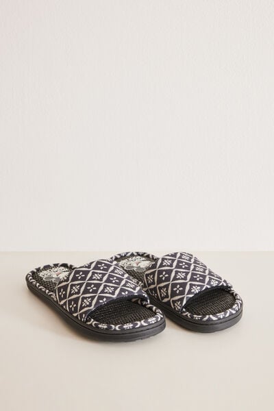 Womensecret Pantuflas casa estampado étnico Mickey negro