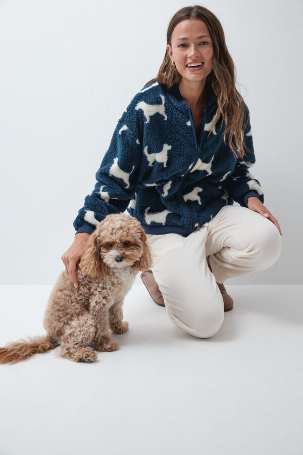 Women'secret Chamarra fluffy para perros azul estampado