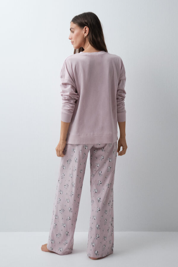 Women'secret Pijama larga de algod&oacute;n Snoopy rosa rosa