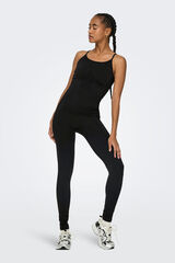 Only Play Jumpsuit negro sin costuras con tirantes acanalados negro