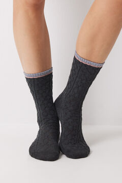 Womensecret Calcetines largos negro lurex gris