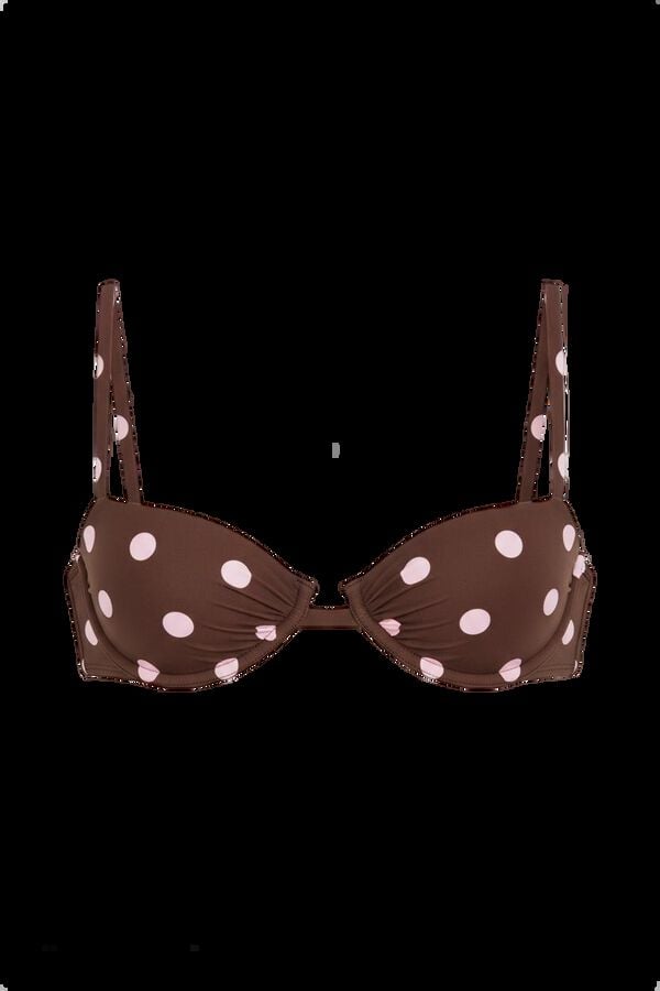 Women'secret Top bikini balconette estampado de puntos marr&oacute;n estampado