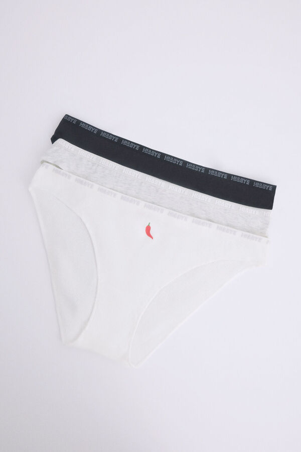 Womensecret Pack 3 bragas clásicas negro, blanco, gris blanco