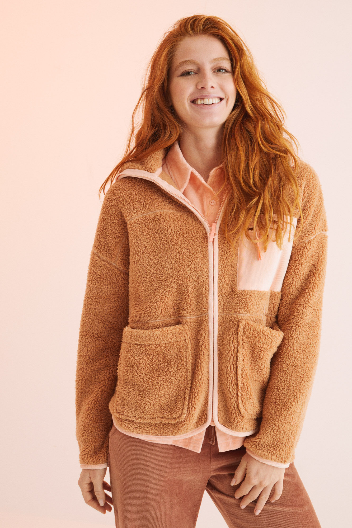 Chamarra borreguito cafe Ropa de dormir y homewear de mujer WomenSecret MX