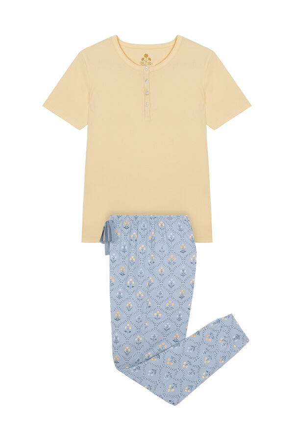 Womensecret Pijama algodón amarilla flores amarillo