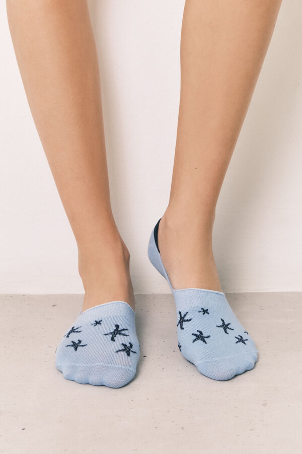 Women'secret Pack 3 calcetines invisibles estampados marinos azul azul