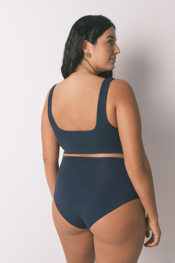 Women'secret Panty alta de microfibra azul oscuro azul