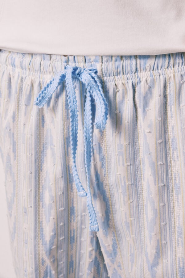 Women'secret Pijama larga de algod&oacute;n de manga corta marfil marfil