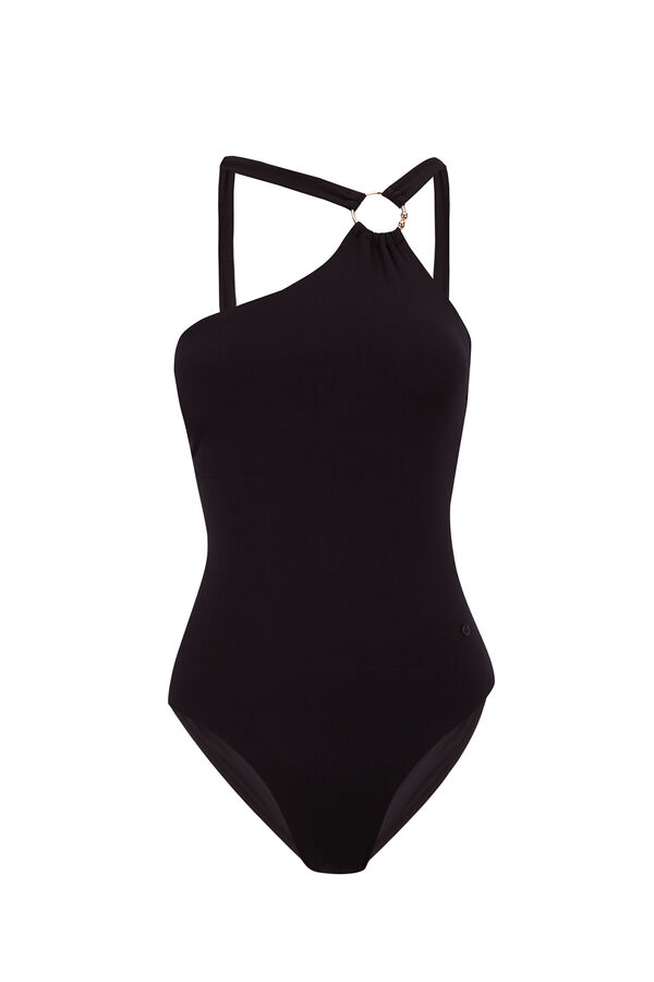 Womensecret Traje de baño negro asimétrico moldeador negro