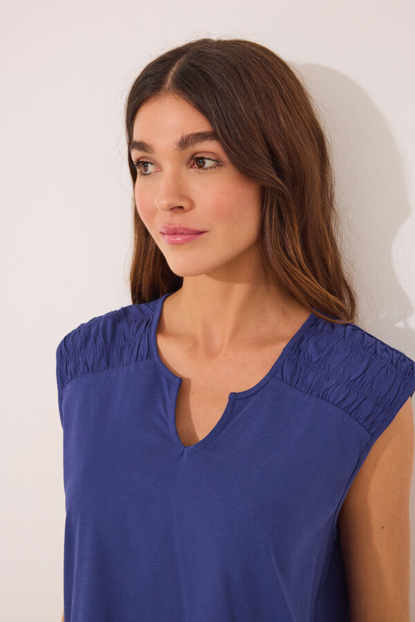 Womensecret Pijama Capri 100% algodón con estampado azul estampado