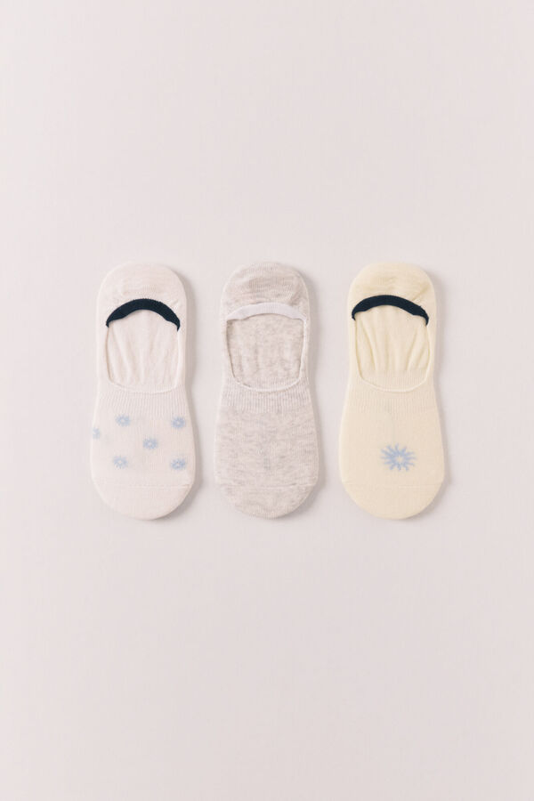 Women'secret Pack 3 calcetines invisibles estampados de soles variados amarillo