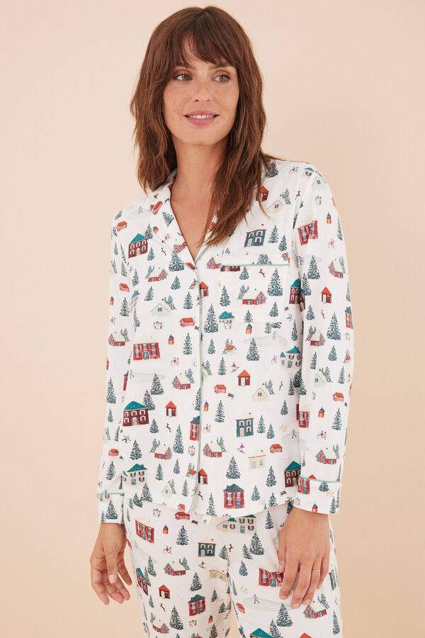 Womensecret Pijama camisera Navidad blanco