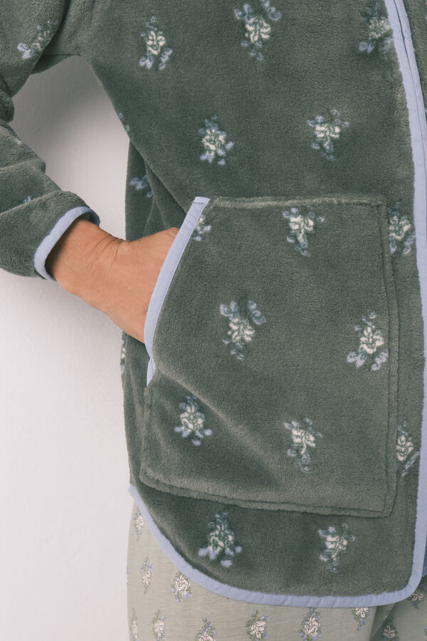 Women'secret Bata de forro polar floral estampado