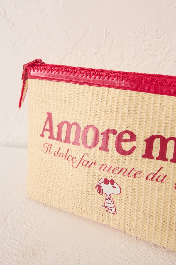 Womensecret Neceser mediano de rafia de Snoopy café