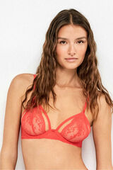 Gisela Brasier triangular con varilla de encaje rojo