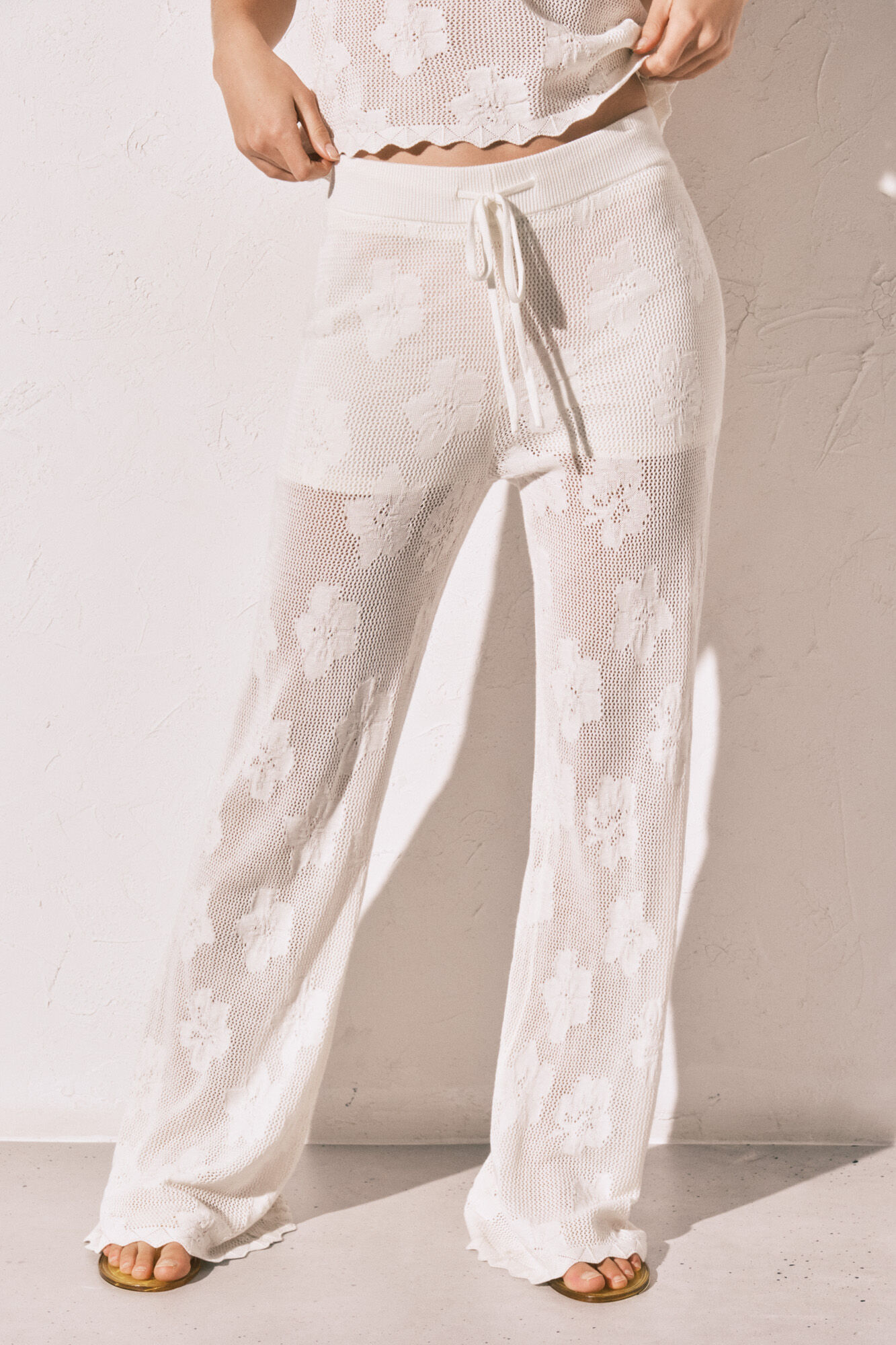 Women'secret Pantal&oacute;n largo de crochet beige