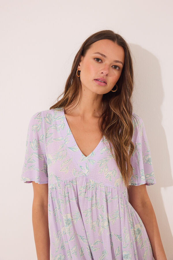Womensecret Vestido midi con estampado de viscosa estampado