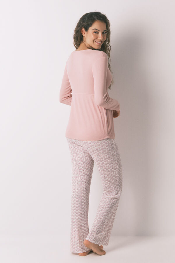 Womensecret Pijama capri "premamá" técnica canalé rosa rosa
