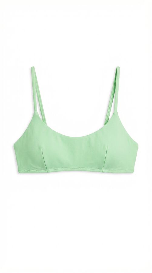 HI&BYE Top bikini escote recto liso verde verde