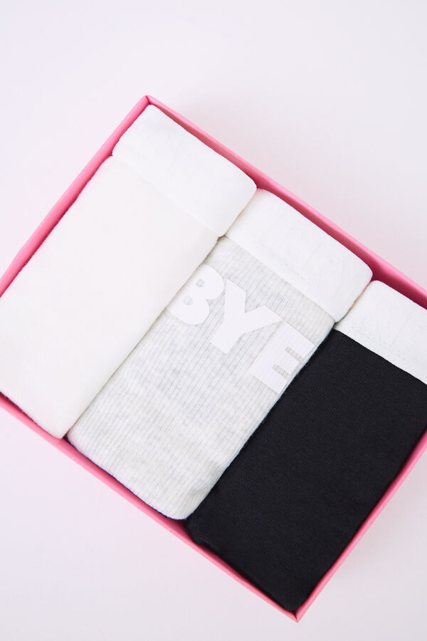 Womensecret Pack 3 bragas brasileñas blanco, gris, negro blanco