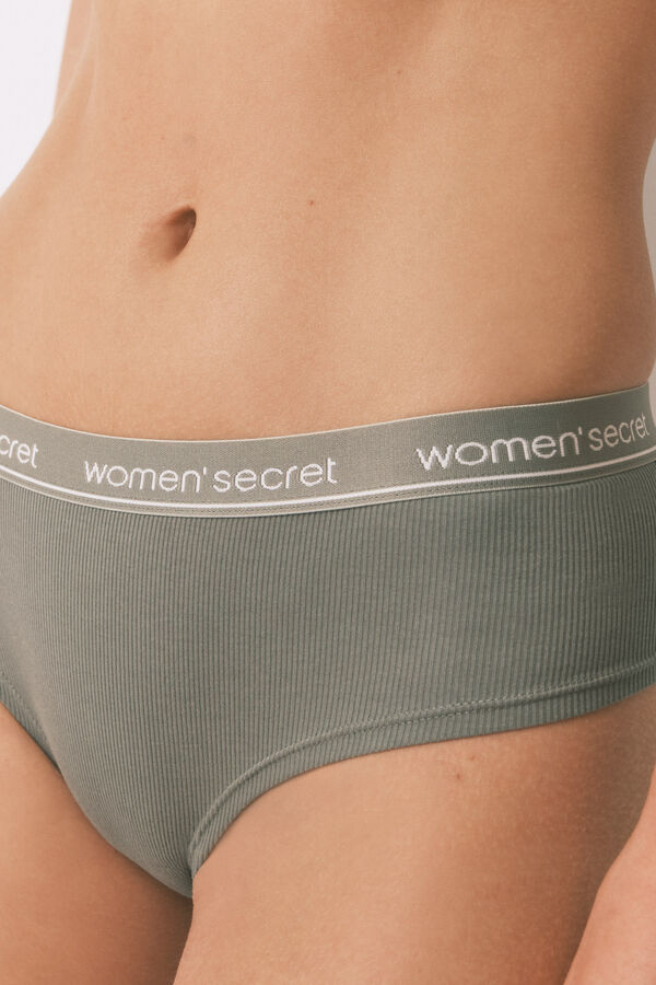 Women'secret Panty brasileño ancha de algodón color caqui kaki