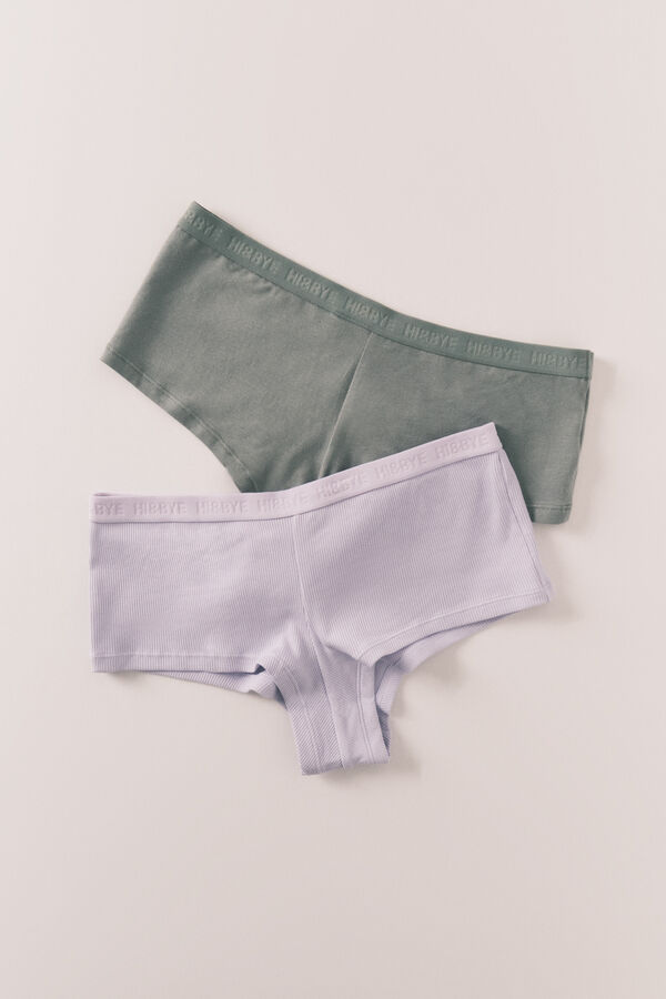 HI&BYE Pack 2 panties b&oacute;xer de algod&oacute;n lila y verde blanco