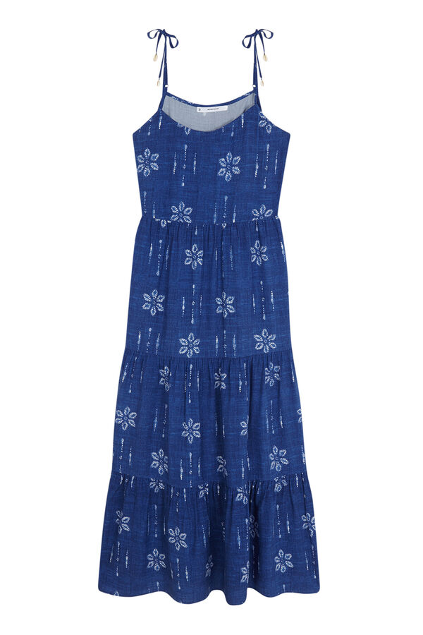 Womensecret Vestido largo de flores azules estampado