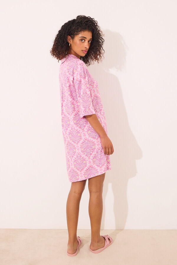 Womensecret Playera de dormir de viscosa con estampado boho integral rosa