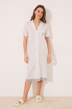 Womensecret Camisón de algodón con puntos de Snoopy marfil