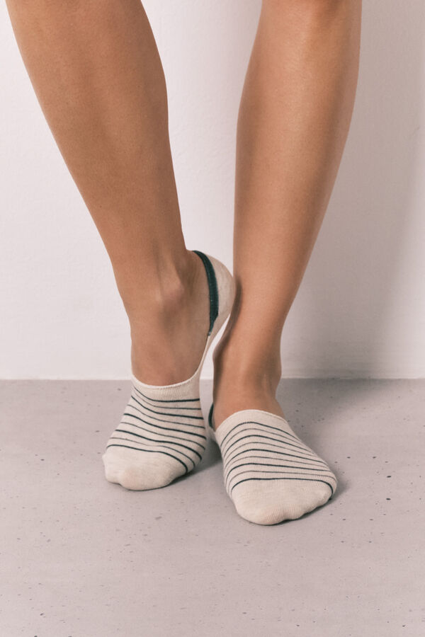 Women'secret Pack de 3 calcetines invisibles estampados a rayas estampado