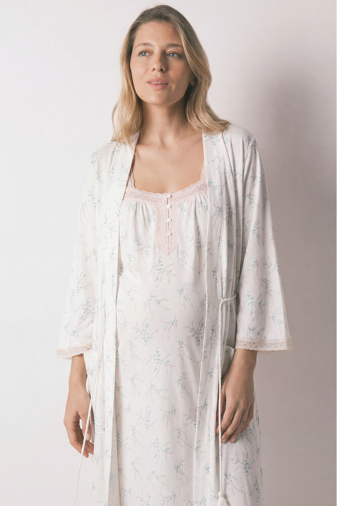 Women'secret Bata larga maternity de algod&oacute;n estampado de flores