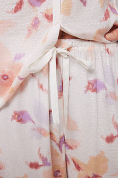 Womensecret Pijama camisera larga viscosa flores blanco