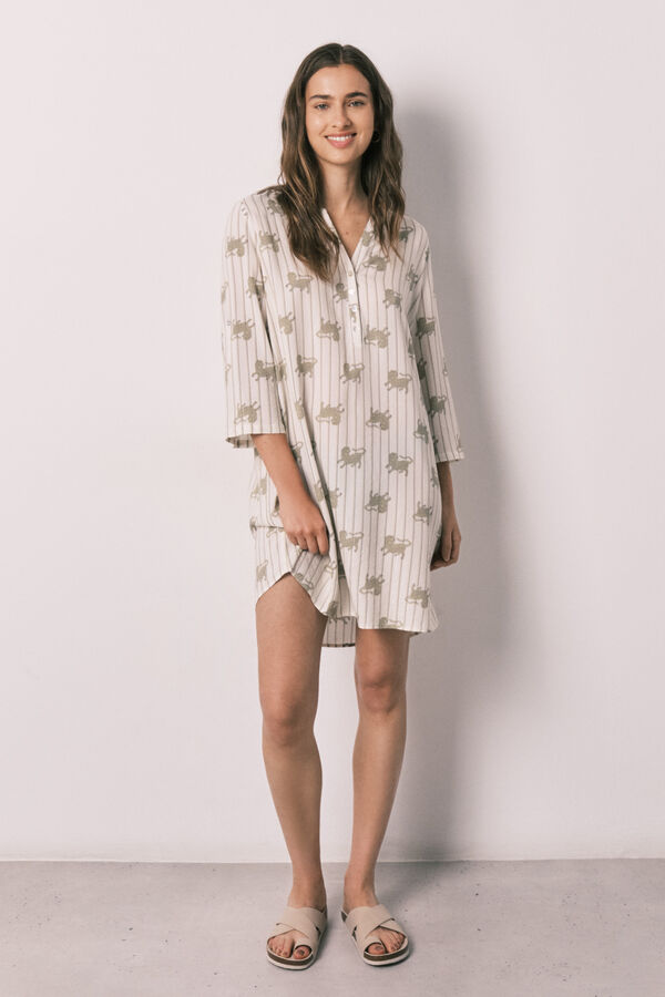 Women'secret Playera de dormir corta estampada blanco