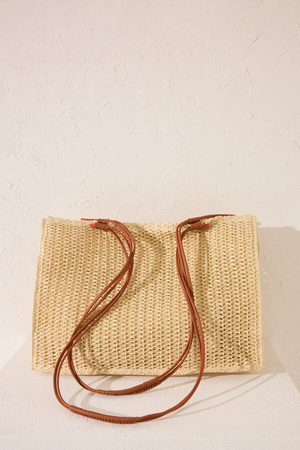 Womensecret Bolsa grande de rafia , bolsa café