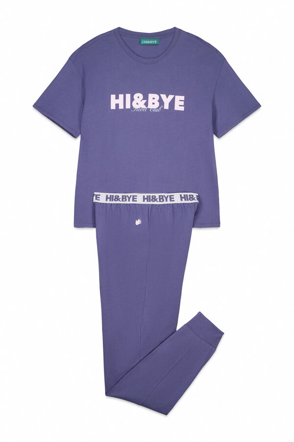 HI&BYE Pijama de algodón con estampado azul  azul