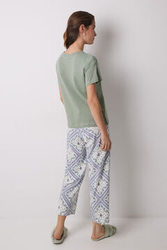 Womensecret Pijama 100% algodón estampado pañuelo kaki