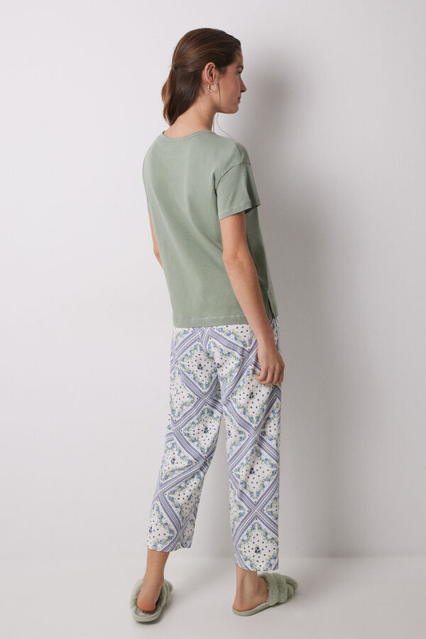 Womensecret Pijama 100% algodón estampado pañuelo kaki