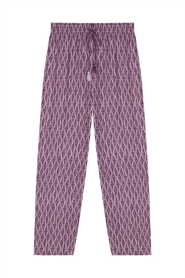 Womensecret Pantalón carrot viscosa estampado ikat morado/lila