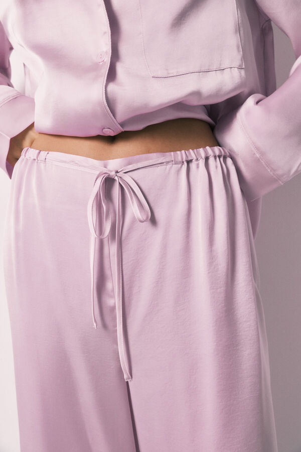 Women'secret Pijama camisera larga de sat&eacute;n lila morado/lila