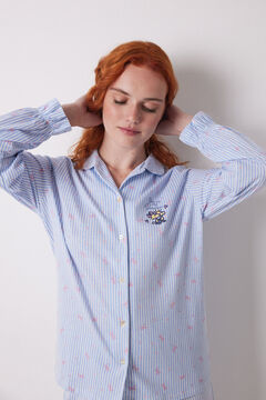 Womensecret Pijama camisera larga 100% algodón azul rayas estampado