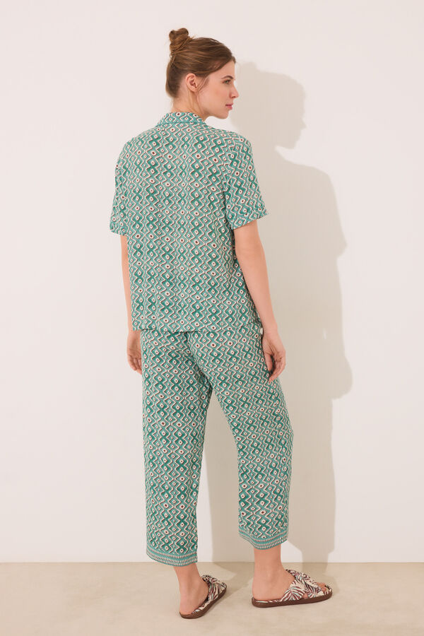 Womensecret Pijama camisera Capri con estampado geométrico verde