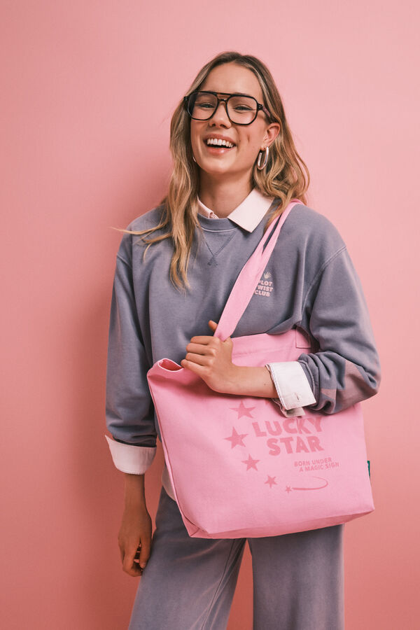 HI&BYE Bolsa tote rosa estrellas rosa