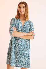 Womensecret Camisa holgada corta estampada verde estampado