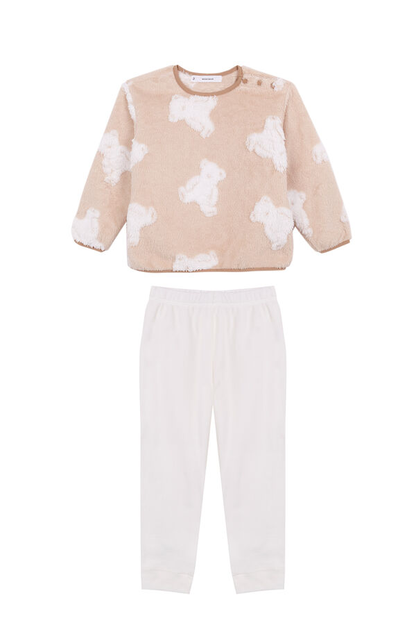 Womensecret Pijama infantil larga polar ositos jacquard naranja