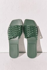 Women'secret Sandalias planas jelly verde kaki